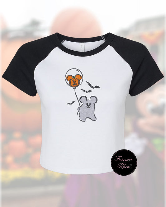 Ghost with Balloons Women's Baby Tee *Embroidered*